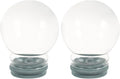 2pcs Glass Snow Globes: Clear Fillable Snow Water Globe Rubber Base Candy Bottle Jar for DIY Craft Home Christmas Winter Decoration 65mm