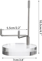Hipiwe Clear Acrylic Display Stand Holder with Adjustable Metal Arms Display Easel Stands for Gemstones Fossils Minerals Agate Slabs Plates Crystals Saucers Collectibles, 2.8*2.8*4.1 inch