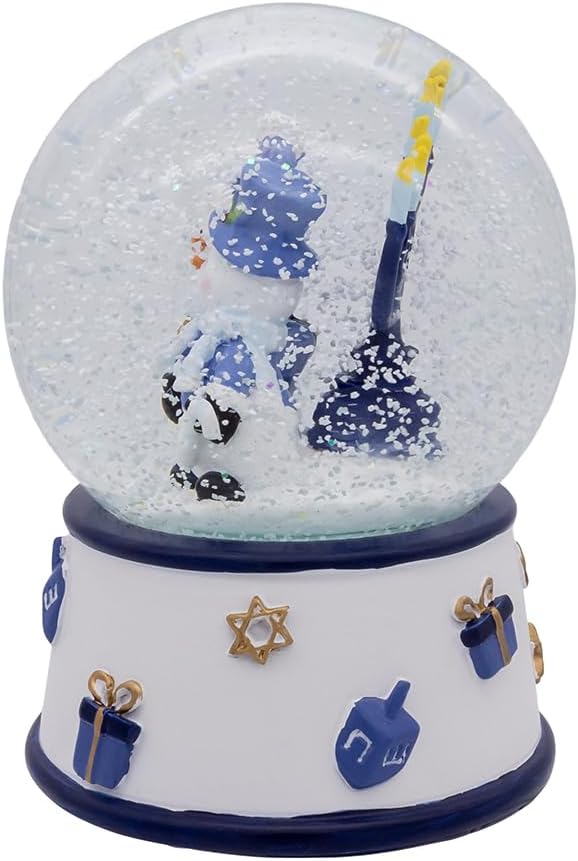 Kurt Adler 100MM Musical Wind-Up Hanukkah Snowman Water Globe