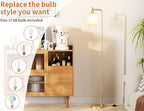 Ziisee Floor Lamps for Living Room - Industrial Standing Lamp with Frosted White Glass Shade, Modern Gold Floor Lamp with LED Bulbs, Farmhouse Floor Lamp for Bedroom, Tall Lamp for Office - Gold