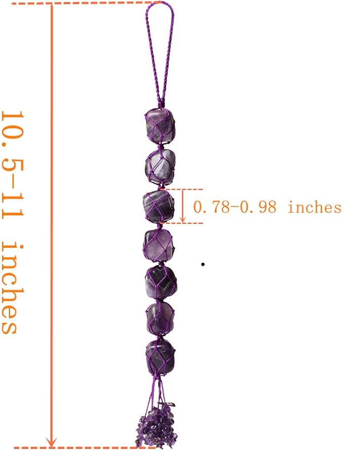 Handmade Natural Amethyst Crystal Window Car Hanging Ornaments 7 Chakra Home Decoration Feng Shui Ornament Yoga Meditation Car Decoration Tumbled Palm Stones