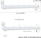 Industrial Wall Pipe Clothing Racks - Heavy Duty Metal Clothes Hanger with Hook, Wall-Mounted Garment Holder Racks,Wall Clothing Bar/Coat Hanging Rail/Hanging Rod for Closet Storage, 2 Pack, White