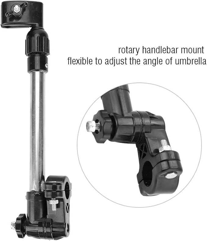 VGEBY Umbrella Mount Holder, Flexible Stainless Mount Holder Support Umbrella Frame Stand Handle for Bike, Baby Stroller, Wheelchair and Spare Parts Chair Umbrella with Clamp