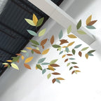Light Green and Yellow Art Mobile Tree Leaf Mobiles, Plastic Ornament, Handmade Hanging Sculpture, 20 "W x 50 "H, Rustic Decor for Livingroom Garden Bedroom