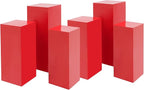 6Pcs Square Display Pedestal Stands Set for Party, Metal Display Stand Plinth Pillars, Cake Stands Pillars for Wedding Birthday Art Decor Risers, 11.8*31.5" (L), 11.02*25.6" (M), 10.24*23.6" (S)