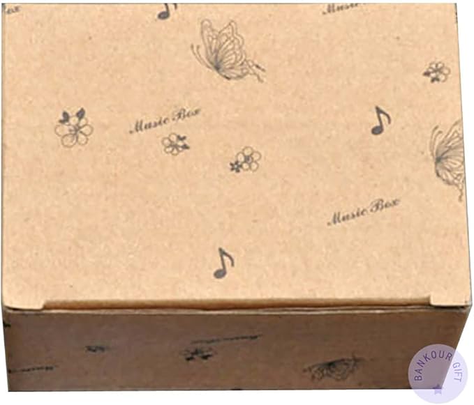 BinkeGG Play (Moon River) Brown Wooden Hand Crank Music Box with Sankyo Musical Movement (65 Tunes Option)
