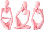 BMLCGJ Thinker Statue Gold Decor Abstract Art Sculpture, Golden Resin Collectible Figurines for Home Living Room Office Shelf Decoration,Great Gifts Ideas (Pink)