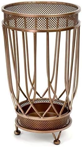 Dualplex Super Quality Umbrella Stand, Umbrella Holder, Antique Look Metal, Entry Hallway Décor, w/Removable Drip Tray. Home, Office Decoration Rack Holds Umbrellas Canes Walking Sticks (Round)