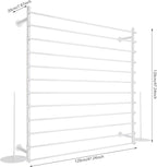 12-Tier Wall Mounted Scarf Rack, Scarf Display Rack, Towels Storage Hanger, Commercial Hijab Scarf Holder Organizer Space Saving for Retail Stores, Boutiques, Home (White, 47in Width)