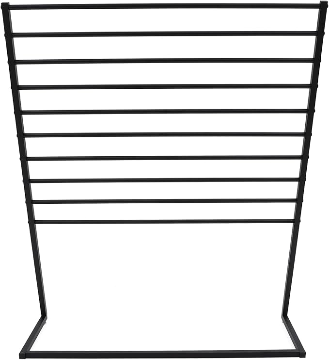 Scarf Organizer, Metal Hijab Organizer, 10 Tier Scarf Holder Hanger for Multiple Scarves, Freestanding Hijab Stand Belt Pants Hanging Rack for Home, Commercial, Clothing Store (Black, 120cm)