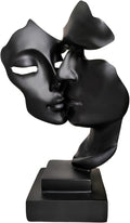 Couples Kiss Sculpture,Black Thinker Resin Statue Ornaments,Silence is Gold Abstract Art Figurine,Abstract Style Sculptures,Living Room Desk Decorations,Bookshelf Decorative Objects