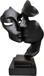 Couples Kiss Sculpture,Black Thinker Resin Statue Ornaments,Silence is Gold Abstract Art Figurine,Abstract Style Sculptures,Living Room Desk Decorations,Bookshelf Decorative Objects