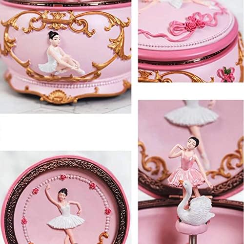 Classical Ballerina Music Box Collectible Mechanical Musical Box with Colorful Lights and Sankyo 18-Note Wind Up Signs of The Girl Heart Gift for Birthday Christmas(Swan Lake)