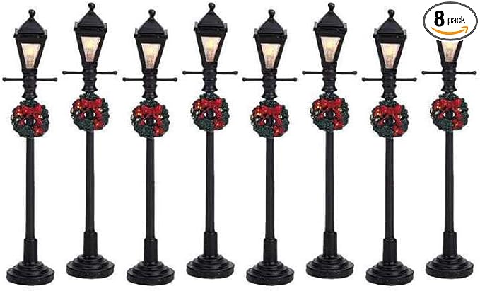 Lemax Christmas Village Gas Lantern Street Lamp Set of 8 Battery Operated (4.5V) - 64500