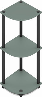 Furinno Turn-N-Tube Corner Shelf, 3-Tier Corner Bookshelf, Display Storage Shelves with Open Shelves, for Organization and Storage, Living Room, Home Office, Garage, Sage Green