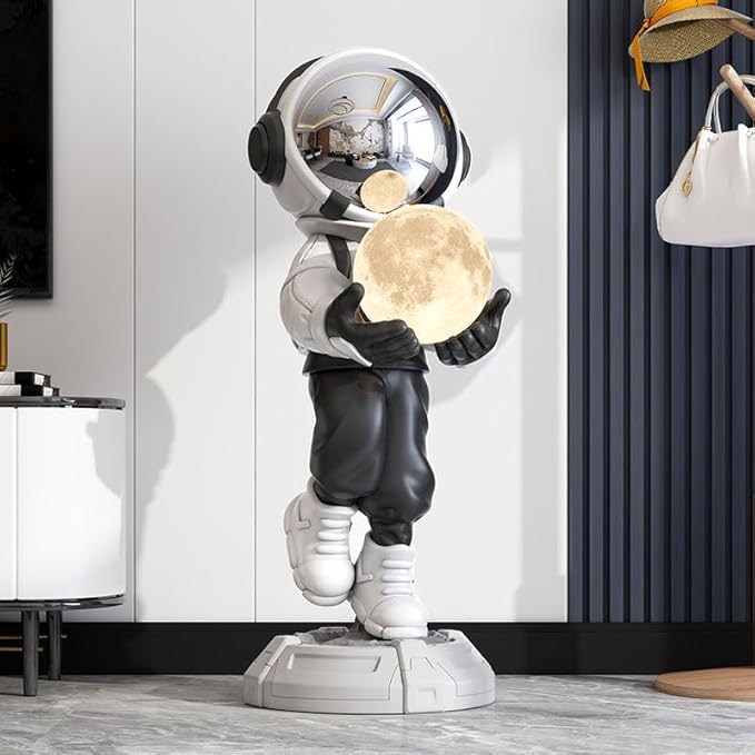 Astronaut Statue, Spaceman Sculpture, Home Decor Sculpture, Cool Metal mask Decoration, Large Spaceman Figurine Decoration
