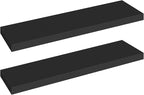 HOOBRO Floating Shelves for Wall, Wall Mounted Shelf Set of 2, 31.5" Hanging Shelf with Invisible Brackets, for Wall Decor Storage in Bathroom Bedroom Kitchen Living Room Office, Black BK80BJP201