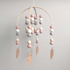 WAYUTO Neutral Handmade Felt Ball Ceiling Mobile - White Cloud