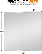 Delma Home Gym Mirror,48''x24''x2PCS Silver,Large Full Body Tempered Glass Frameless, Wall-Mounted for Gym, Yoga, Garage, Bedroom, Bathroom