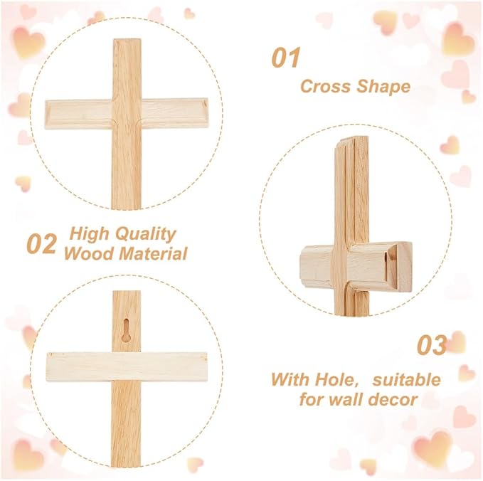 HOBBIESAY Hanging Cross for Wall 11.8 Inch Wooden Hanging Cross Decoration Crucifix Crosses Handmade Wood Wall Decor Crosses Ornament for Home Christian Weddings Party Gift