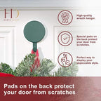 Haute Decor Attract Magnetic Wreath Hanger (Green) - Set of 2 Magnets - for 2 Metal Doors/Surfaces or 1 Single-Pane Glass Door or Window - Holds up to 10lbs.