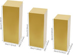 3Pcs Square Display Pedestal Stands Set for Party, Metal Display Stand Plinth Pillars, Cake Stands Pillars for Wedding Birthday Art Decor Risers, 11.8*31.5" (L), 11.02*25.6" (M), 10.24*23.6" (S)