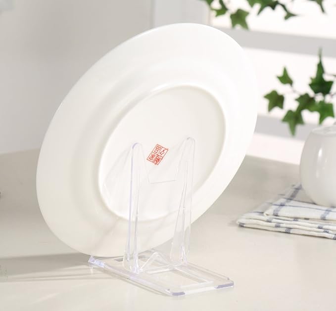 Artliving Plate Stands for Display Set of 6, Two Part Adjustable Clear Plastic Display Stand Easel for 5-9 Inch Plates, Bowls, Picture Frames, Books, Comics, Photo, Small Signs and Collectibles