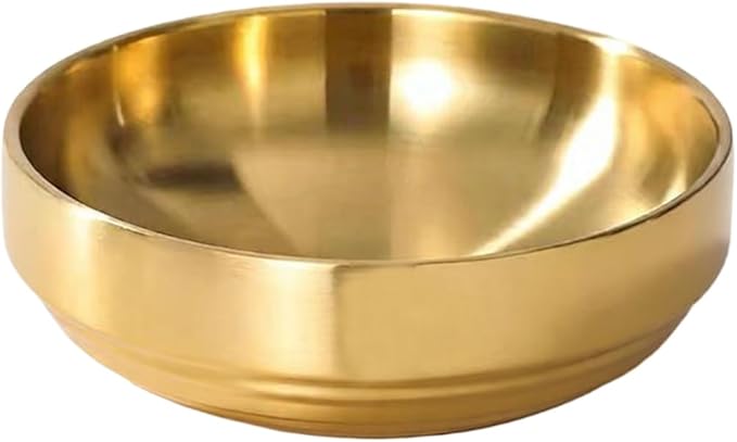 7.4" Gold Decorative Antique Bowl,Key Bowl for Entryway Table,Stainless Steel Fruit Bowl for Kitchen Counter,Modern Stylish Metal Centerpiece Bowl for Home,Dining Table,Shoe rack Decor (Gold)