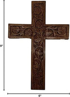 IBLAY Wall Mounted Wall Hanging Wooden Christ Cross Crucifix Catholic Rosewood Crucifix for Home, Church and Chapel Decoration (Style-1) (7.5 X 5)