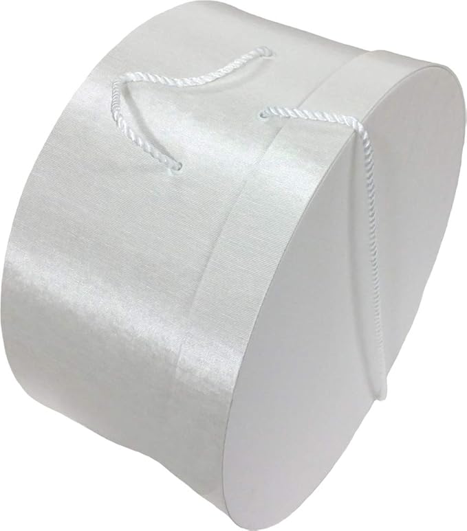 Sarah's Hat Boxes Classic White Hat Box – 12.75" x 6.5" (Dia. x Ht.) Handmade in USA – Odorless Non-Toxic Adhesive, Cording Handle – Premium Storage for Hats & Accessories