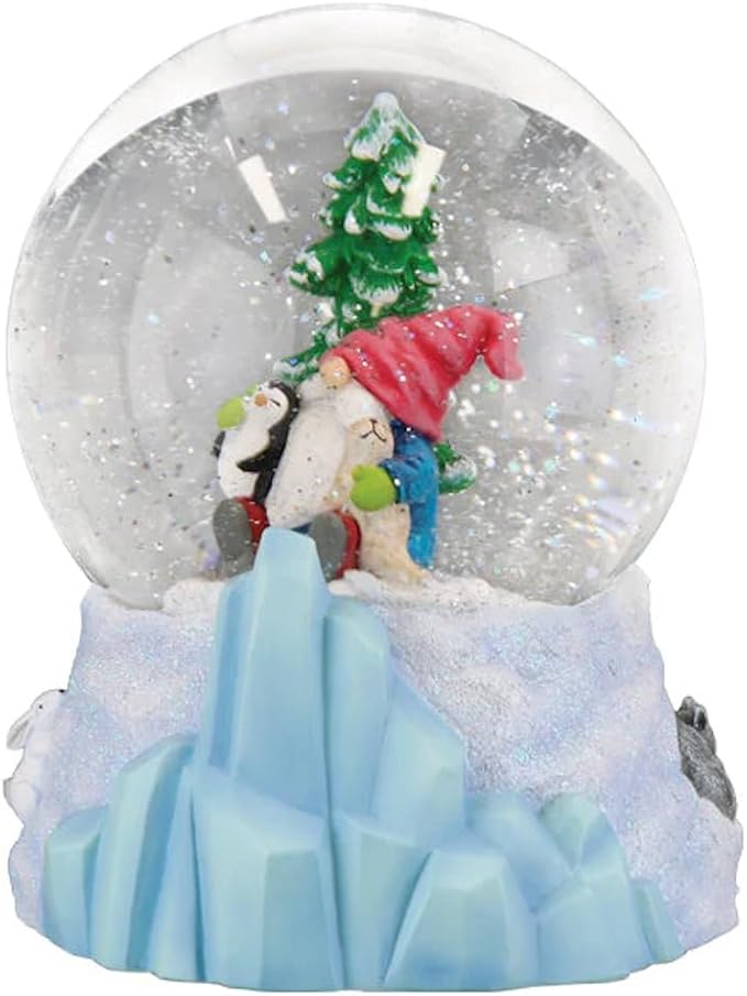Old World Christmas Winter Arctic Gnome Snow Globe, Musical Holiday Figurine with Let It Snow Tune, Seasonal Decoration