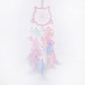Pretty Jolly Pink Cat Kids Dream Catcher Wall Decor Pompom Feather Baby Dreamcatcher Handmade Children Dream Catcher Home Décor Wall Hanging for Nursery Bedroom Boys Girls Birthday Gift-25.6in