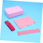 Mipcase 1Set Yoga Tool Kit Stretch Band Latex Pull Towel Resistance Ring Yoga Brick for Home Gym Workouts Pink Lightweight Convenient for Easy Use