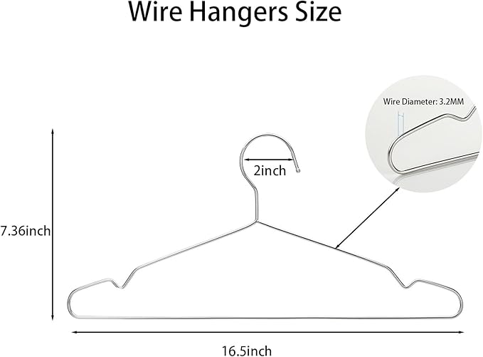 Wire Hangers 10 Pack Clothes Hangers Heavy Duty Metal Coat Hanger Stainless Steel Thin Hangers 16.5 inch