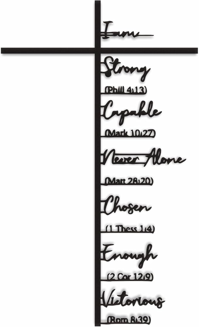Qtaikong Large Metal Cross Wall Art with Scripture - Christian Religious Wall Decor, Jesus Home Church Wall Hanging, Scripture-Inspired Christian Gift for Christians(15 inch)
