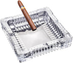 Handmade Glass Ashtray, Ashtray Ash Holder for Indoor or Outdoor Patio Desktop Office Smokers, Ash Tray for Tabletop Home Office Decor (Crystal, XL)