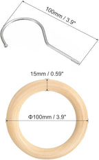 uxcell 4 Inch Scarf Ring Hanger, Scarf Organizer Holder Wooden Circle Rings Hanging Hook for Belt Tie Scarf, 10cm Length Hook (Silver)