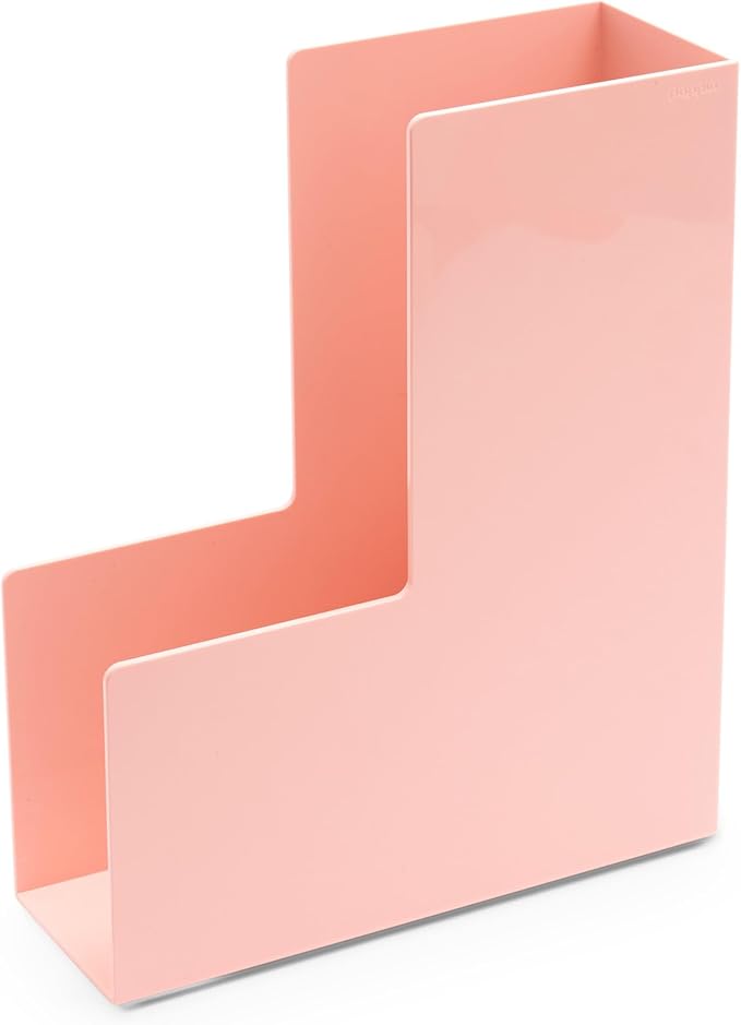 Poppin Magazine Holder - Durable Hard Plastic Magazine and File Organizer, Lacquer-Like Finish, Desk Organizer, Multiple Colors Available (Blush Pink)