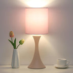Seaside village Pink Touch Lamp, 3 Way Touch Control Desk Lamp, Bedside Dimmable Lamp Decorative Nightstand Lamp, Small Night Light for Girls, Living Room, Dorm, Home Office, 9W LED Bulb Included
