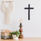 HOBBIESAY Wood Wall Cross 9.8 Inch Black Wooden Cross Hanging Decoration Catholic Crucifix Wall Mounted Ornament Baptism Gifts Holy Cross Religious Décor Cross Confirmation Cross Gift