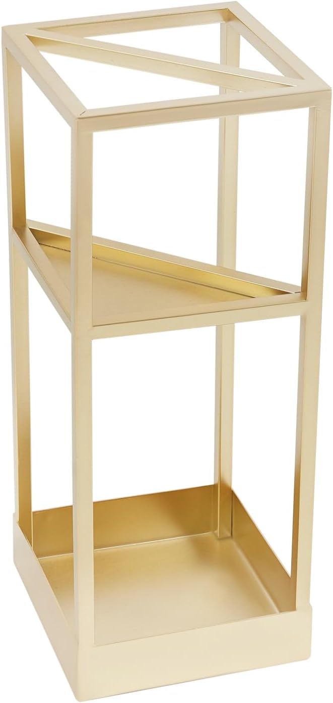 Umbrella Rack for Entryway, Modern Metal 20.87in Tall Freestanding Umbrella Holder with Built-in Shelf, Compact Storage for Long&Short Stick Rain Umbrellas and Walking Canes (Golden)