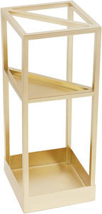 Umbrella Rack for Entryway, Modern Metal 20.87in Tall Freestanding Umbrella Holder with Built-in Shelf, Compact Storage for Long&Short Stick Rain Umbrellas and Walking Canes (Golden)