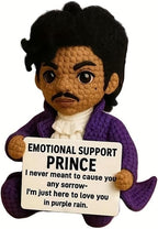Handmade Crochet Prince Doll, Emotional Support Prince for Music Lovers, Positive Affirmation Desk Companion, Unique Commemorative Gift for Adults (Style B)