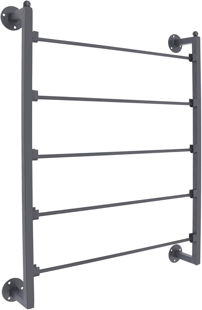 Scarf Organizer Wall Mounted, 5-Tier Scarf Display Rack, Metal Spiral Scarf Holder Belt Pants Hijab Hanger for Clothing Retail Store Home, 23.6" x 3.9" x 29.5"(Black)