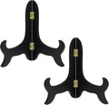 2 Pack 8 Inch Wooden Display Stand Plate Easels Holder (Black)
