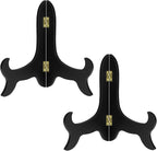 2 Pack 8 Inch Wooden Display Stand Plate Easels Holder (Black)