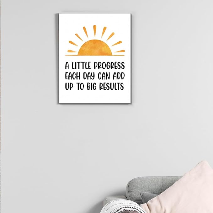 Inspirational Office Wall Art Decor, Motivational Add Up to Big Results Positive Quote Daily Affirmations Artwork Posters for Home Office Gym Classroom Decorations (8 X 10 Inches, Framed)