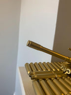 Bullet Shell Casing Shaped Army Tank Metal Sculpture,Great Decorative Artwork Model Gift for Home,Study Room Decorations (Gold Disc Style)