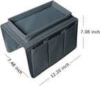 Sofa Armrest Organizer, Couch TV Remote Storage Organizer with Pockets for Recliner Armchair Snacks Glasses Smartphone Magazines Pouch (Grey+Grey)