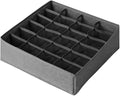 Underwear Organizer with Drawer Dividers, Foldable Fabric Dresser Closet Organizers Bins, Bedroom Cabinet Organization and Storage Box for Baby Clothes, Undies, Ties，Sock-Dark Grey (24cell)
